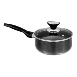 "Royal non-stick sauce pot with glass lid and deep base"
