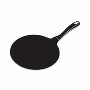 "Flat non-stick tawa for roti, paratha, and crepes"