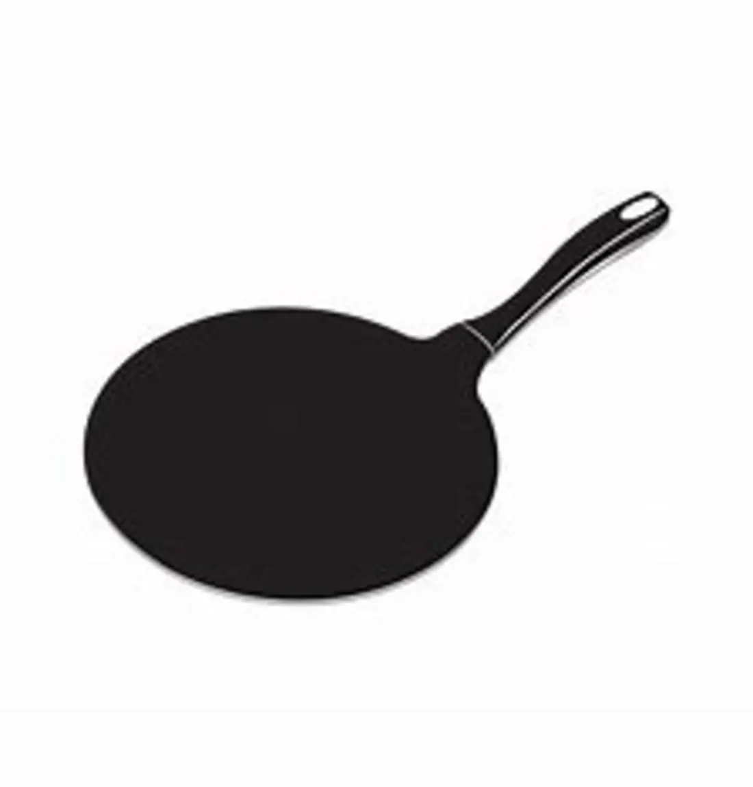 "Flat non-stick tawa for roti, paratha, and crepes"