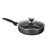 "Classic non-stick fry pan with glass lid and strong handle"