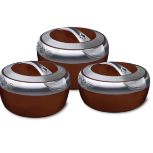 "Hisense metallic finish hot pot set – 3 sizes, unbreakable ABS plastic"