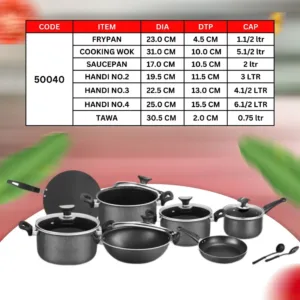 "Sonex classic non-stick cookware set with lids – durable and stylish"