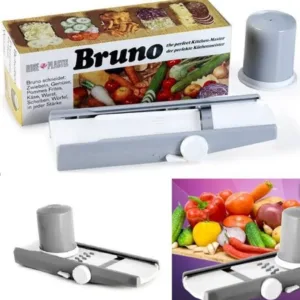 "Bruno salad cutter bowl with strainer for fast and easy salad making"