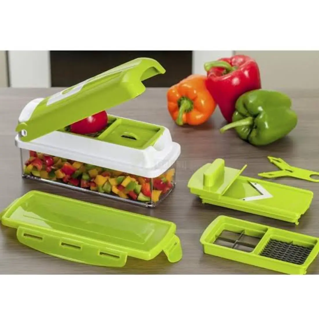 "Nicer Dicer dual vegetable cutter set with multiple functions"