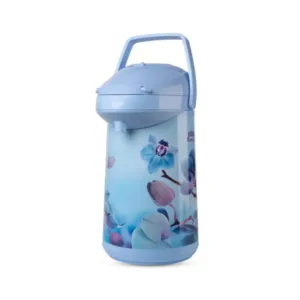 "Pump-action 3-liter insulated plastic flask – durable thermos for hot & cold drinks"