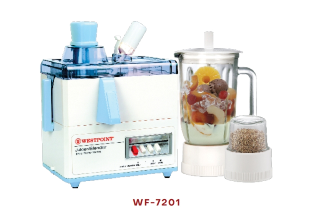 "WF-7201 juicer blender with glass jug and spice jar"