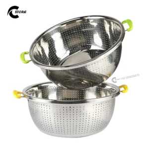 Steel Basket with Holes – Double Handle for Kitchen Use