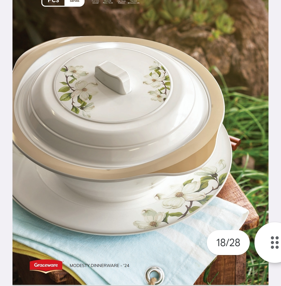 "80-piece Modesty melamine dinner set with elegant double glaze design"