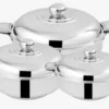 "Rex stainless steel hot pot set in 3 sizes – insulated food warmer"