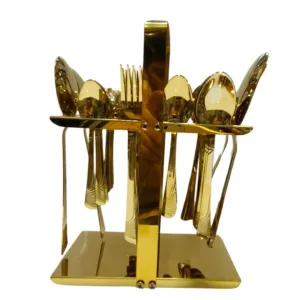 29-Piece Golden Cutlery Set with Stand – Premium Stainless Steel