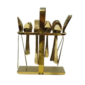 29-Piece Golden Cutlery Set with Stand – Premium Stainless Steel