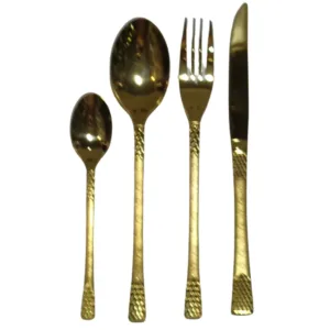 24-piece golden cutlery set with laser print and long spoons in gift packing
