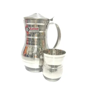 Indian Stainless Steel Water Set with 6 Glasses and 1 Jug – Heavy Gauge