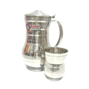 Indian Stainless Steel Water Set with 6 Glasses and 1 Jug – Heavy Gauge