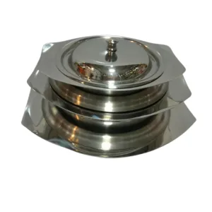 Pearl Stainless Steel Donga Set – 3 Piece Heavy Gauge Serving Bowls with Lids