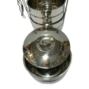 Stainless steel 3 khana hot & cool tiffin with bag and carrier