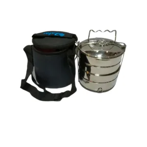 Stainless steel 2 khana hot & cool tiffin with bag and carrier