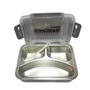 SmartLock hot & cool stainless steel tiffin with acrylic cover, silicon seal, 3 partitions, and spoon