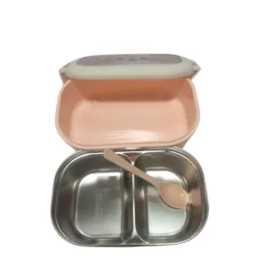 SmartLock hot & cool stainless steel 2 partition tiffin with acrylic cover, silicon seal, and spoon