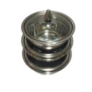 Stainless Steel 3 Piece Donga Set with Glass Covers – Crystal Crockery