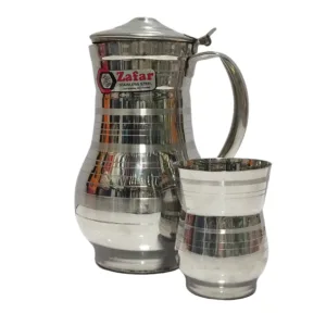 Indian Stainless Steel Water Set with 6 Glasses and 1 Jug – Heavy Gauge