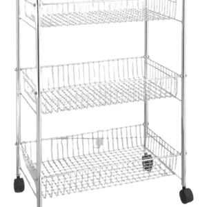Multipurpose 3 Tier Serving Trolley with Wheels and Deep Shelves